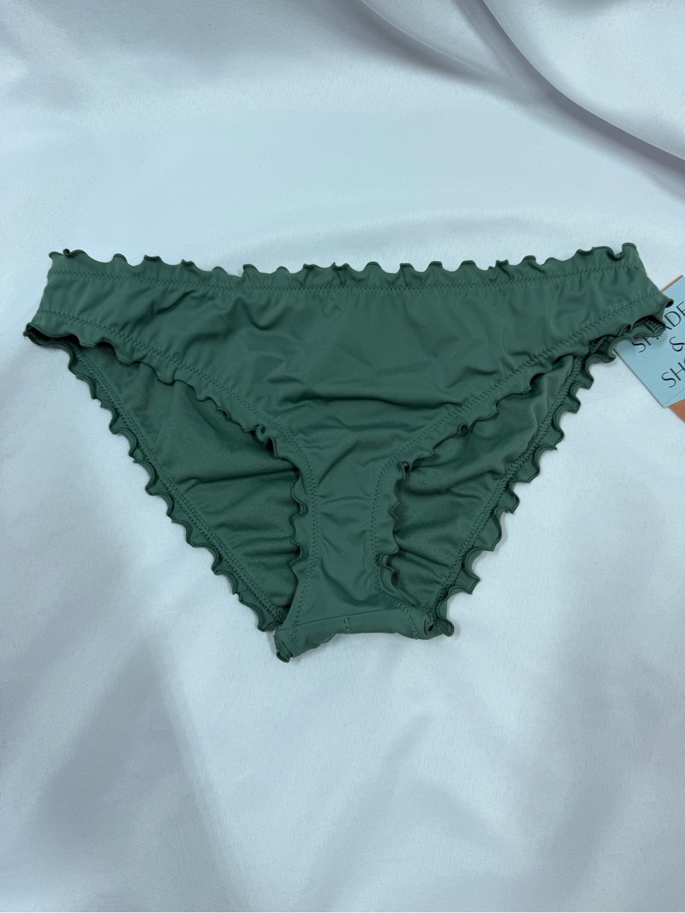 NWT Shade & Shore | Dark Green Ruffle Swim Bottom Cheeky Women's Size Small
